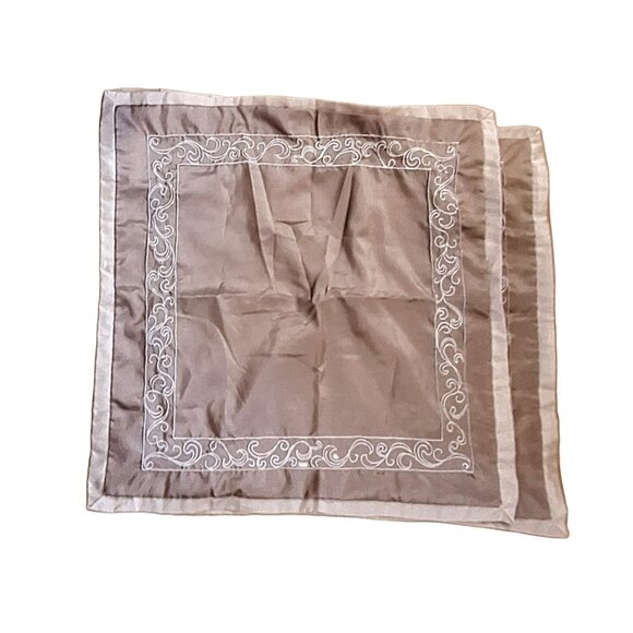 2 Martha Stewart Collection Embroidered Euro Champagne Pillow Shame - Picture 1 of 7